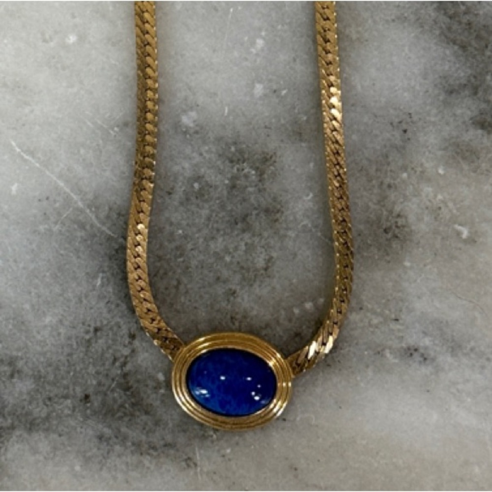 Christian Dior 1980’s vintage resin cabochon pendant necklace